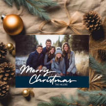 Modern Merriest Christmas 1 foto Navy Plaid
