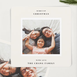 Modern Merriest Christmas Beige Lijst Photo Square Feestdagenkaart