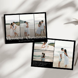 Modern Merriest Christmas Couples Photo Feestdagenkaart