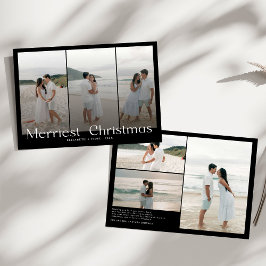 Modern Merriest Christmas Couples Photo Feestdagenkaart