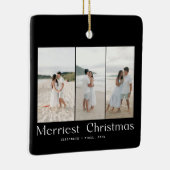 Modern Merriest Christmas Couples Photo Keramisch Ornament (Rechts)