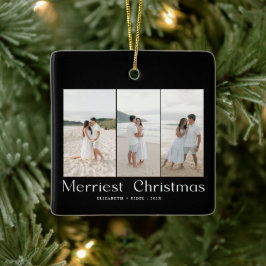 Modern Merriest Christmas Couples Photo Keramisch Ornament