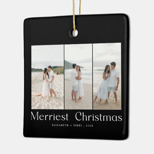 Modern Merriest Christmas Couples Photo Keramisch Ornament (Links)