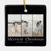 Modern Merriest Christmas Couples Photo Keramisch Ornament (Voorkant)