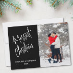 Modern Merriest Christmas Photo Black Feestdagenkaart<br><div class="desc">This modern black Christmas card features a photo template for you to replace with your photograph,  and says Merriest Christmas in stylish script typography.</div>