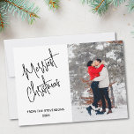 Modern Merriest Christmas Photo Name Feestdagenkaart<br><div class="desc">This modern Christmas card features a photo template for you to replace with your photograph,  and says Merriest Christmas in stylish script typography.</div>