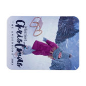 Modern Merriest Christmas Script Vakantie Foto Magneet (Horizontaal)
