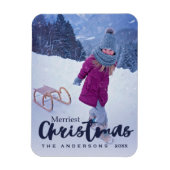 Modern Merriest Christmas Script Vakantie Foto Magneet (Verticaal)