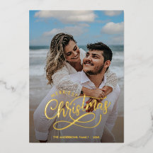 Modern Merriest Kerstfamilie Foto genaamd Gold