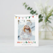 Modern Merry and Bright 2 Photo Feestdagenkaart (Staand voorkant)