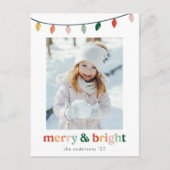 Modern Merry and Bright 2 Photo Feestdagenkaart (Voorkant)