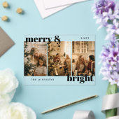 Modern Merry and Bright 3 Photo Holiday Card Acryl Uitnodigingen (Insitu (Huwelijk))