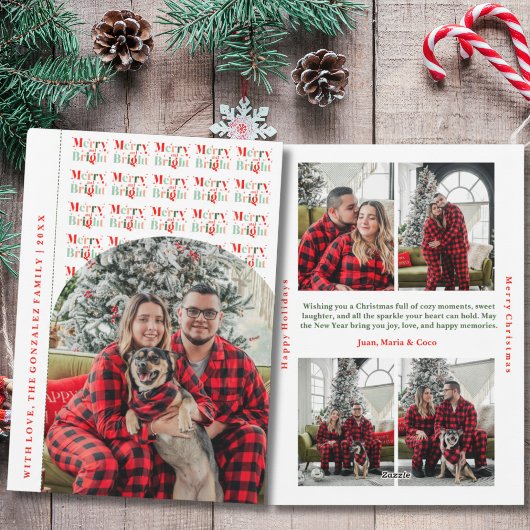 Modern Merry and Bright Arch Photo Christmas Feestdagenkaart