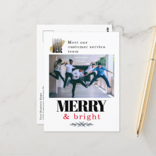 Modern Merry and Bright Company Foto Kerstmis Briefkaart