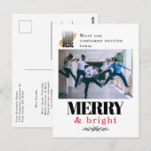 Modern Merry and Bright Company Foto Kerstmis Briefkaart (Voorkant / Achterkant)