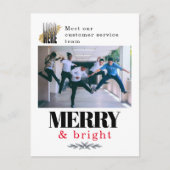 Modern Merry and Bright Company Foto Kerstmis Briefkaart (Voorkant)