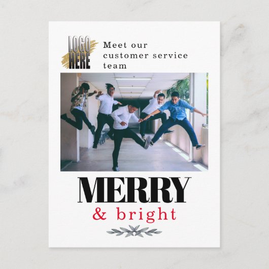Modern Merry and Bright Company Foto Kerstmis Briefkaart (Voorkant)
