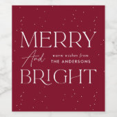 Modern Merry and Bright Cranberry Holiday Wijn Etiket (Enkel label)
