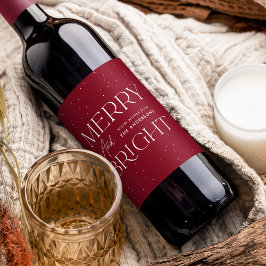 Modern Merry and Bright Cranberry Holiday Wijn Etiket