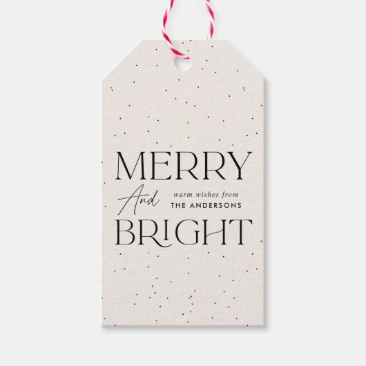 Modern Merry and Bright Cream Holiday Cadeaulabel (Voorkant)