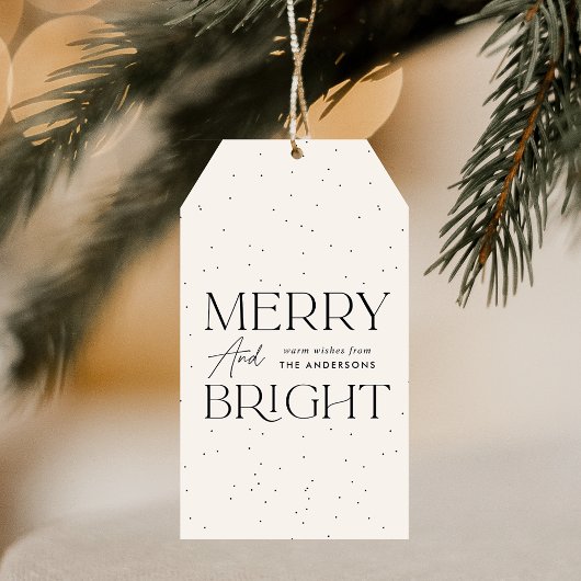 Modern Merry and Bright Cream Holiday Cadeaulabel