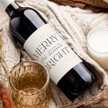 Modern Merry and Bright Cream Holiday Wijn Etiket<br><div class="desc">Modern Christmas wine label featuring "Merry and Bright" in black lettering and vanilla cream background with subtle black dots. Personalize the cream holiday wine label with your custom greeting and family name in black lettering.</div>