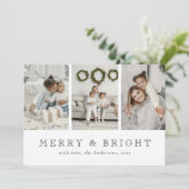 Modern Merry and Bright Green Christmas Holiday Feestdagenkaart (Staand voorkant)