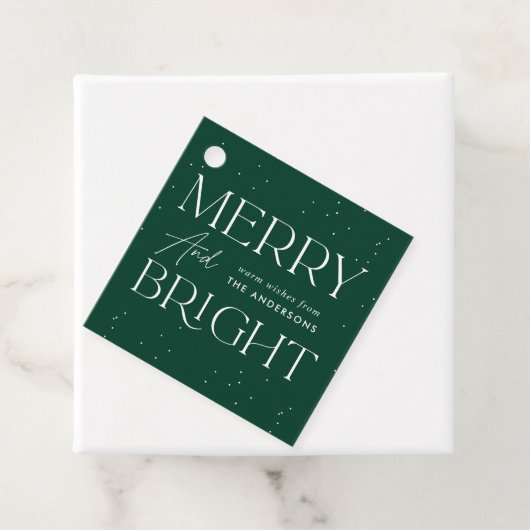 Modern Merry and Bright Green Holiday Bedankjes Labels (In situ)