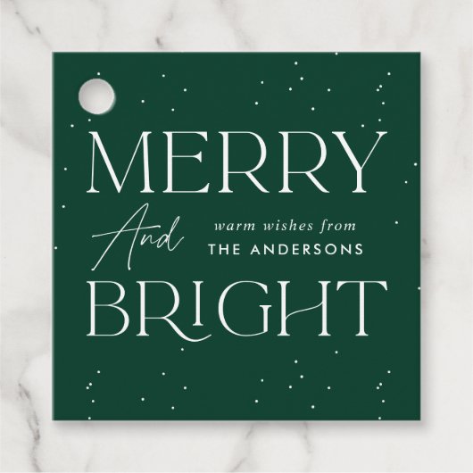 Modern Merry and Bright Green Holiday Bedankjes Labels (Voorkant)