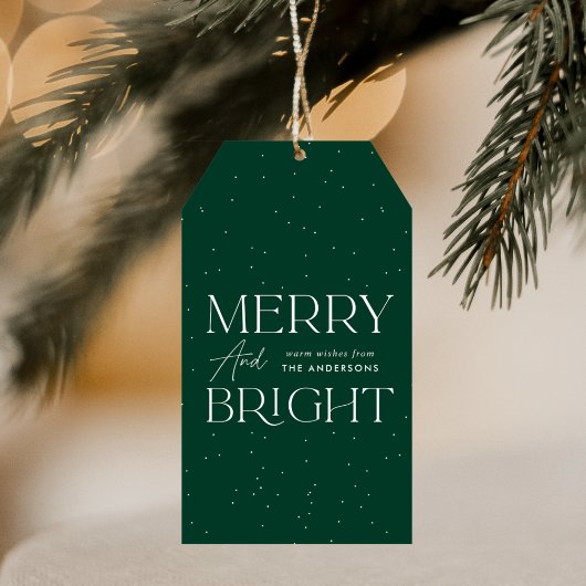 Modern Merry and Bright Green Holiday Cadeaulabel