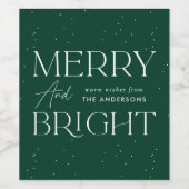 Modern Merry and Bright Green Holiday Wijn Etiket (Enkel label)