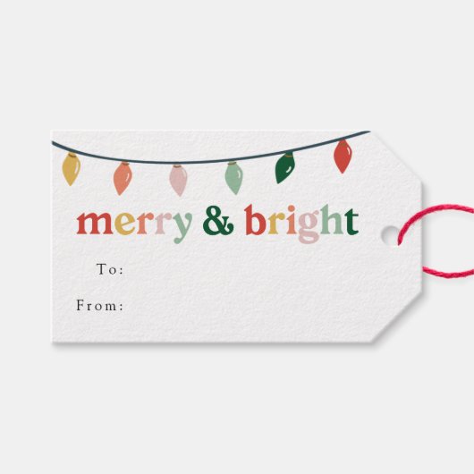 Modern Merry and Bright Holiday Cadeaulabel (Voorkant (Horizontaal))