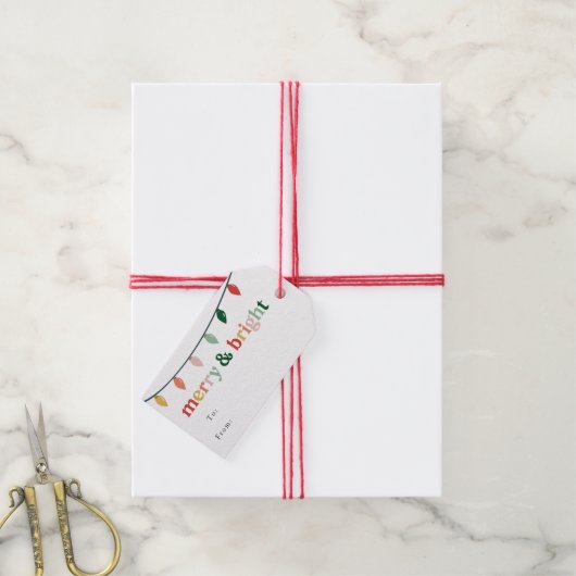 Modern Merry and Bright Holiday Cadeaulabel (Met Touw)