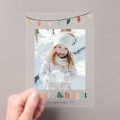 Modern Merry and Bright Holiday Foto Acryl Uitnodigingen (Insitu (Draagbaar))
