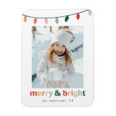 Modern Merry and Bright Holiday Foto Magneet (Verticaal)