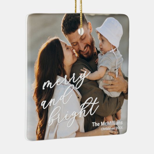 Modern Merry and Bright Minimalist Simple Keramisch Ornament (Rechts)