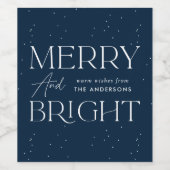 Modern Merry and Bright Navy Holiday Wijn Etiket (Enkel label)