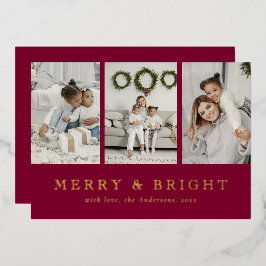 Modern Merry and Bright Red Christmas Holiday Folie Feestdagenkaart