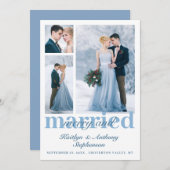 Modern Merry and Married 3 Photo Wedding Feestdagenkaart (Voorkant / Achterkant)