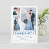 Modern Merry and Married 3 Photo Wedding Feestdagenkaart (Staand voorkant)