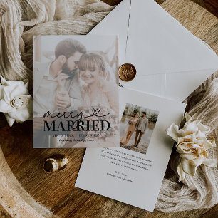 Modern Merry and Married Foto Kerstmis Feestdagenkaart