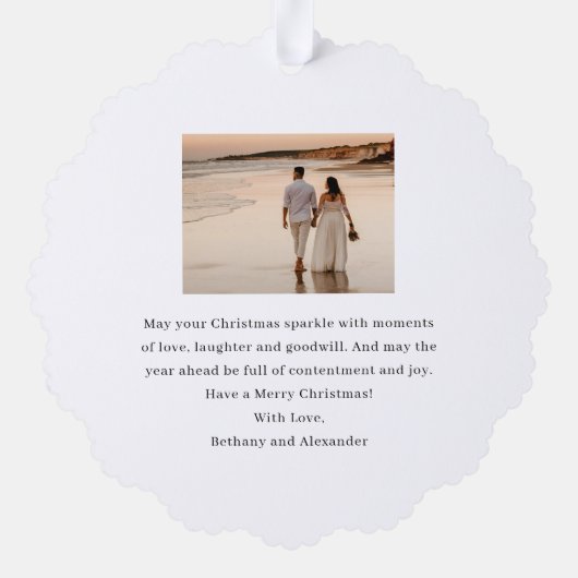 Modern Merry and Married Foto Kerstmis Ornament Kaart (Achterkant)
