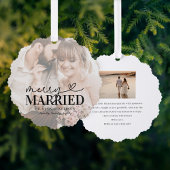 Modern Merry and Married Foto Kerstmis Ornament Kaart