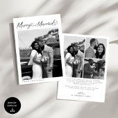 Modern Merry and Married Newlywed Script Christmas Feestdagenkaart