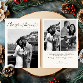 Modern Merry and Married Newlywed Script Christmas Feestdagenkaart