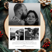 Modern Merry and Married Newlywed Script Christmas Feestdagenkaart
