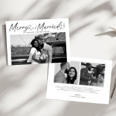 Modern Merry and Married Newlywed Script Christmas Feestdagenkaart