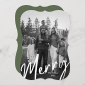 Modern Merry B + W Kerstmis Feestdagenkaart (Voorkant / Achterkant)