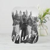 Modern Merry B + W Kerstmis Feestdagenkaart (Staand voorkant)