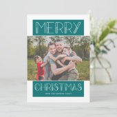 Modern Merry | BLAUWGROEN | Foto Feestdagenkaart (Staand voorkant)